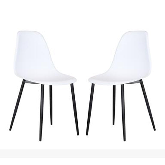 Aspen White Plastic Curve Dining Chairs In Pair