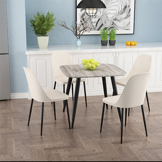 Aspen Grey Oak Square Dining Table With 4 Calico Duo Plastic Chairs