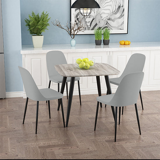 Aspen Grey Oak Square Dining Table With 4 Grey Duo Plastic Chairs