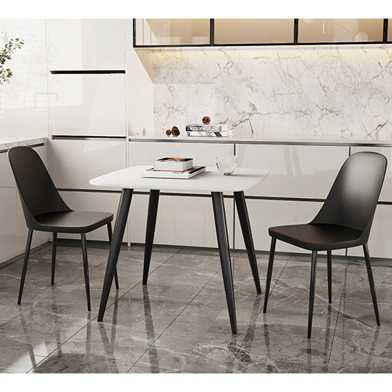 Aspen White Square Dining Table With 2 Black Duo Plastic Chairs