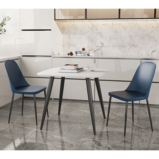 Aspen White Square Dining Table With 2 Blue Duo Plastic Chairs