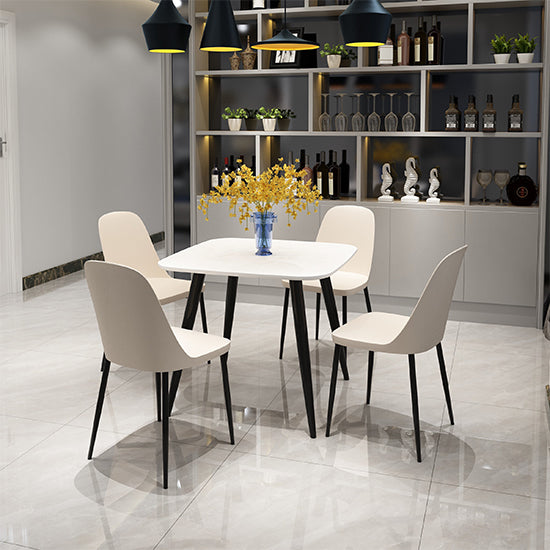 Aspen White Square Dining Table With 4 Calico Duo Plastic Chairs