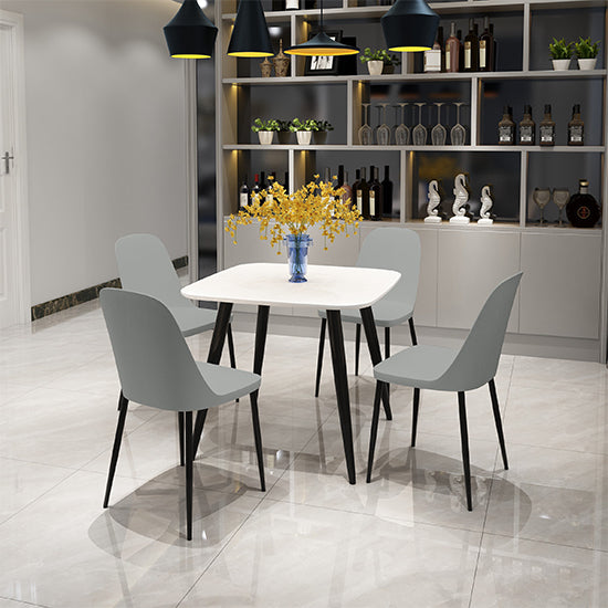 Aspen White Square Dining Table With 4 Grey Duo Plastic Chairs