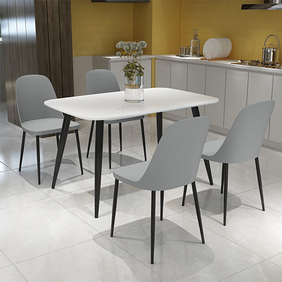 Aspen White Rectangular Dining Table With 4 Grey Duo Plastic Chairs