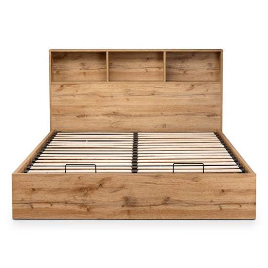 Bali Wooden Ottoman Double Bed With Gas Lift Up System In Light Oak