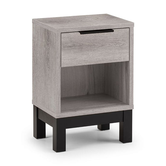 Bali Wooden Bedside Cabinet With 1 Drawer In Grey Oak