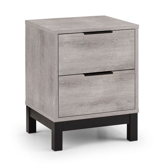 Bali Wooden Bedside Cabinet With 2 Drawers In Grey Oak