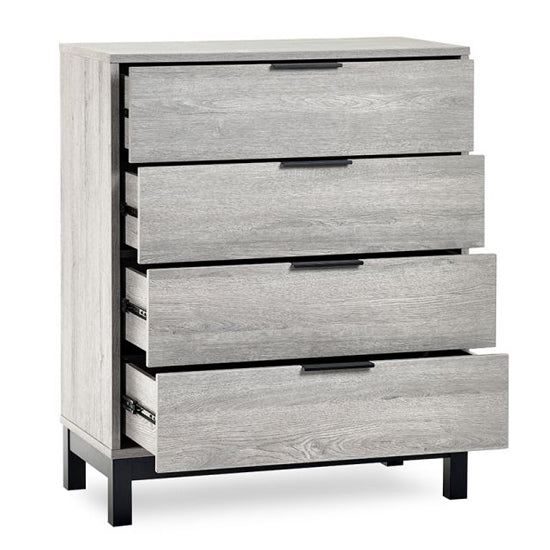 Bali Wooden Chest Of 4 Drawers In Grey Oak