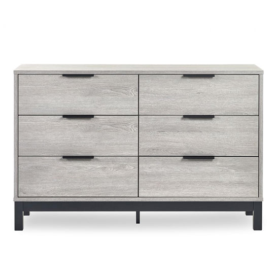 Bali Wide Wooden Chest Of 6 Drawers In Grey Oak