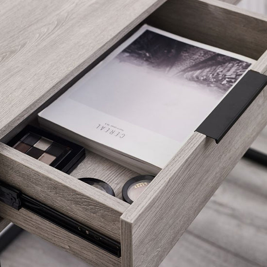 Bali Wooden Dressing Table With 2 Drawers In Grey Oak