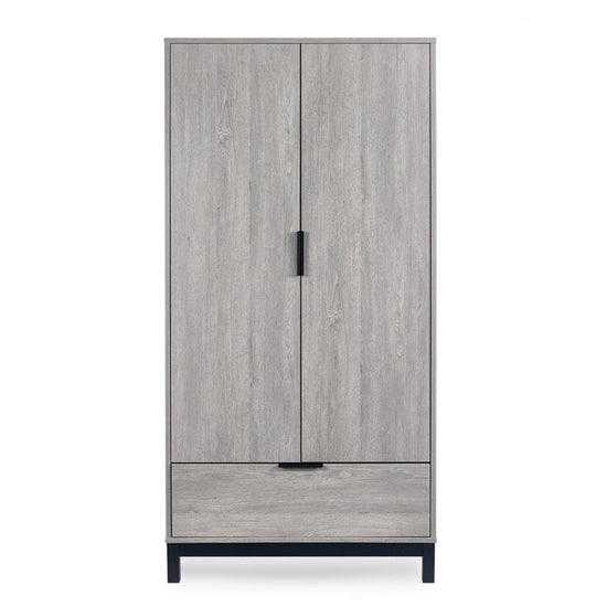 Bali Wooden Wardrobe With 2 Doors 1 Drawer In Grey Oak