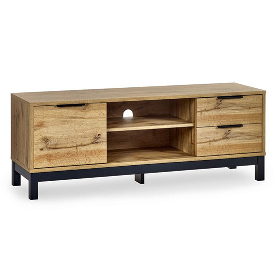 Bali Wooden TV Stand With 1 Door 2 Drawers In Grey Oak