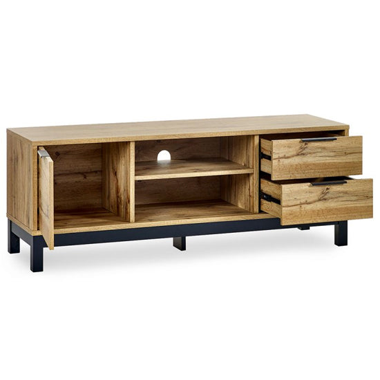 Bali Wooden TV Stand With 1 Door 2 Drawers In Grey Oak