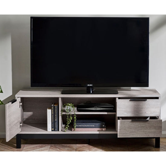 Bali Wooden TV Stand With 1 Door 2 Drawers In Light Oak