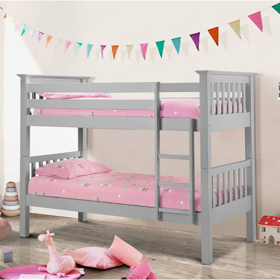 Barcelona Wooden Bunk Bed In Dove Grey