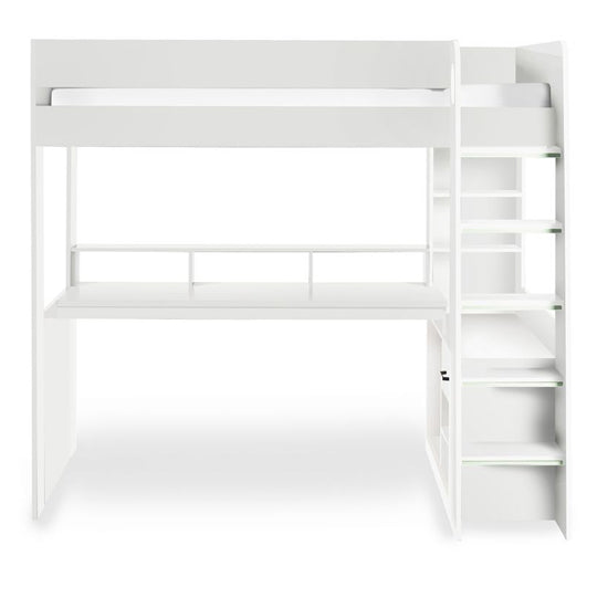 Blaze Wooden Highsleeper Bunk Bed With Gaming Desk In All White