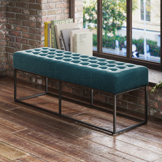 Boden Chenille Fabric Seating Bench in Yale Blue