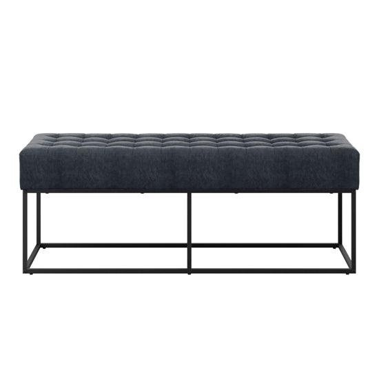 Boden Chenille Fabric Seating Bench in Steel Grey