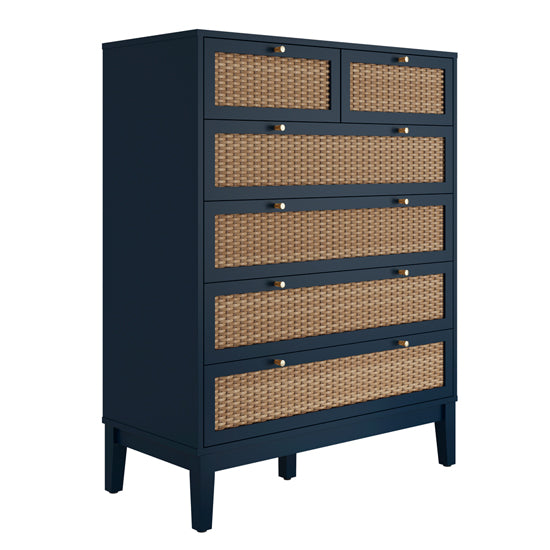 Bordeaux Wooden Chest Of 6 Drawers In Blue