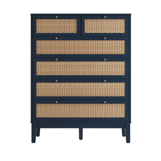 Bordeaux Wooden Chest Of 6 Drawers In Blue