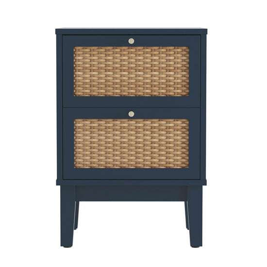 Bordeaux Wooden Bedside Cabinet With 2 Drawers In Blue