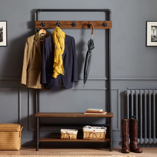 Boston Wooden Hallway Stand With Seating Bench In Walnut