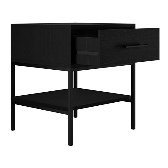 Boston Wooden Bedside Cabinet With 1 Drawer In Matte Black