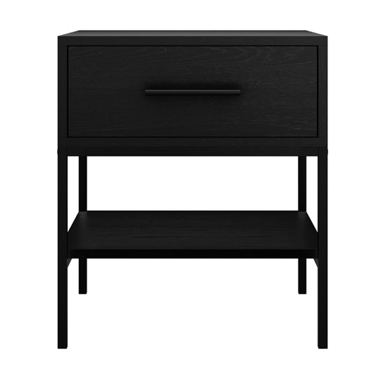 Boston Wooden Bedside Cabinet With 1 Drawer In Matte Black