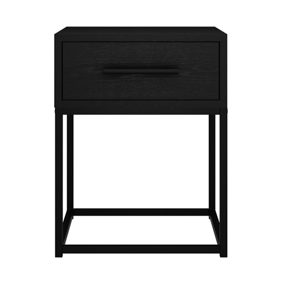 Bray Wooden Bedside Cabinet With 1 Drawer In Matte Black