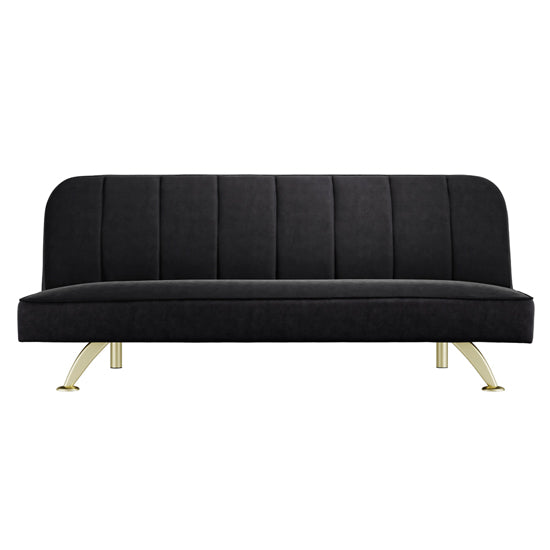 Burlington Velvet Sofa Bed In Black With Brushed Gold Legs