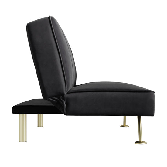 Burlington Velvet Sofa Bed In Black With Brushed Gold Legs