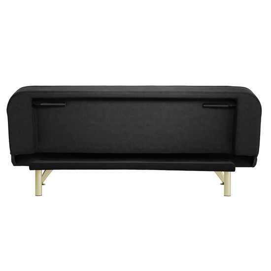 Burlington Velvet Sofa Bed In Black With Brushed Gold Legs