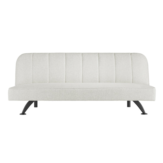 Burlington Boucle Fabric Sofa Bed In Ivory With Matte Black Legs