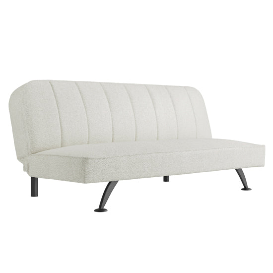 Burlington Boucle Fabric Sofa Bed In Ivory With Matte Black Legs