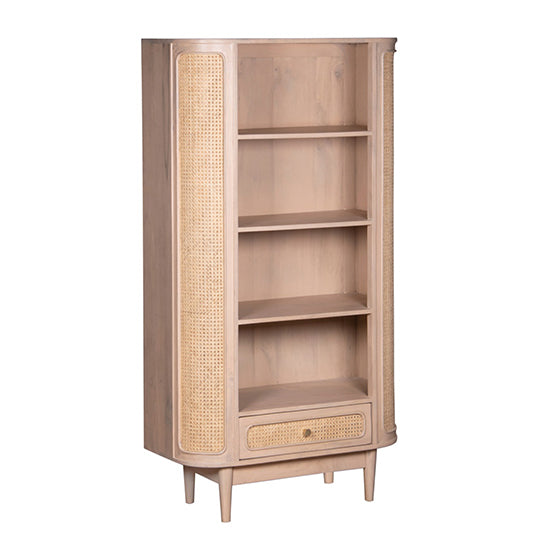 Valencia Cane & Mango Wood Bookcase In Natural