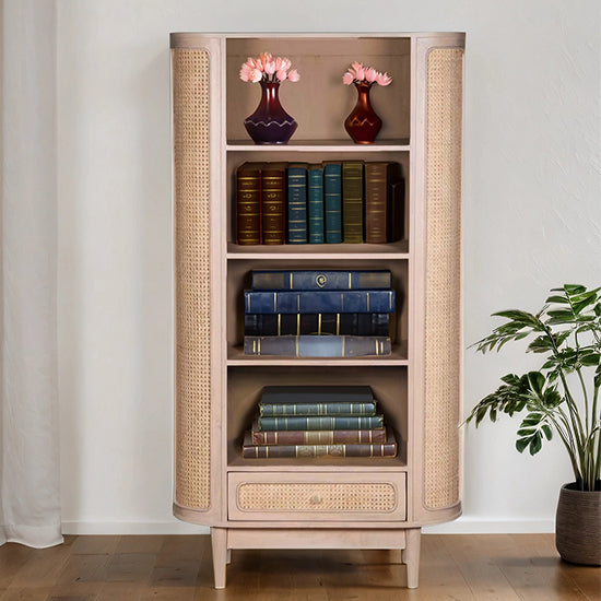 Valencia Cane & Mango Wood Bookcase In Natural