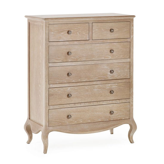 Camille Wooden Chest Of 6 Drawers In Limed Oak