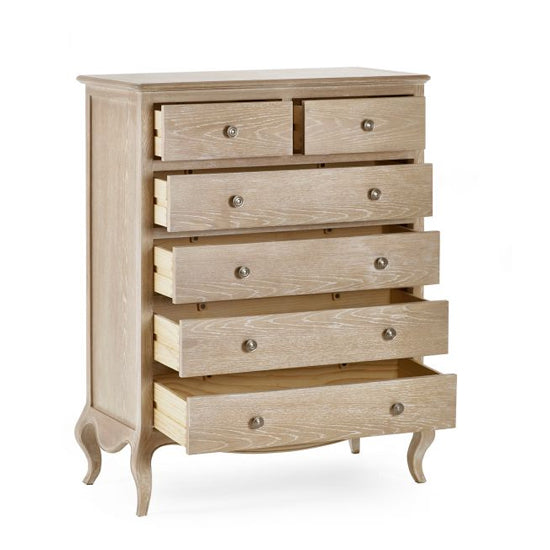 Camille Wooden Chest Of 6 Drawers In Limed Oak