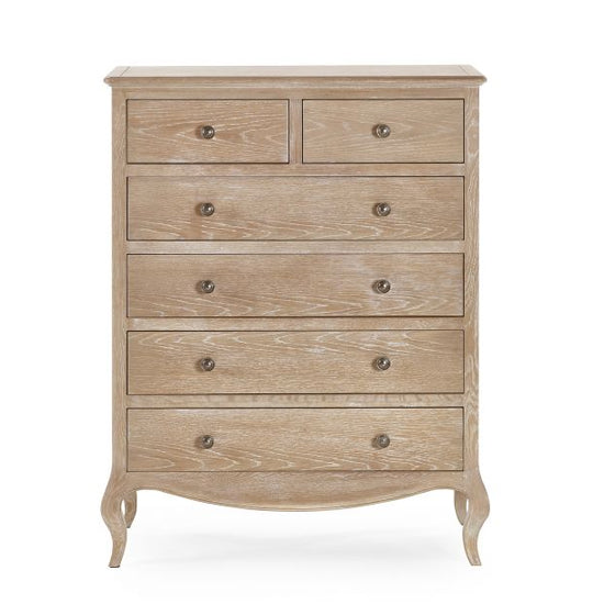 Camille Wooden Chest Of 6 Drawers In Limed Oak