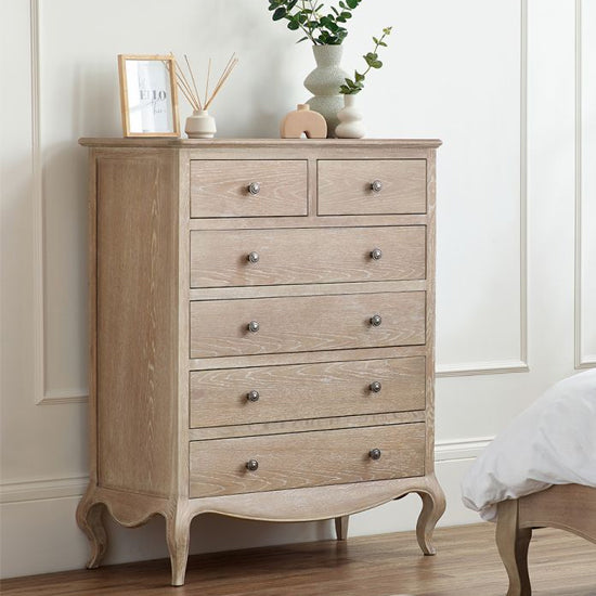 Camille Wooden Chest Of 6 Drawers In Limed Oak