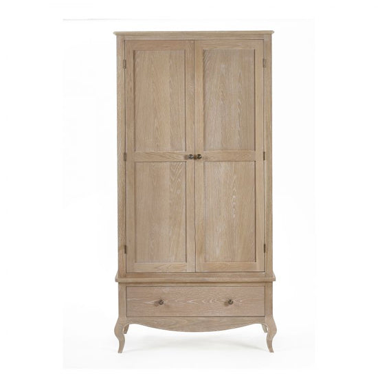 Camille Wooden Wardrobe With 2 Doors 1 Drawer In Limed Oak