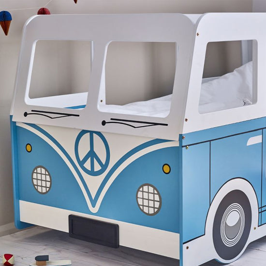 Campervan Wooden Children Bed In Light Blue