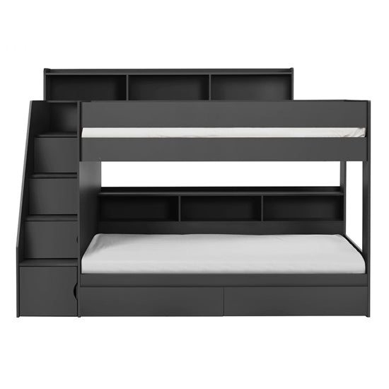 Camelot Wooden Bunk Bed With Staircase Design In Anthracite