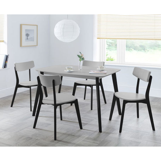 Casa Rectangular Wooden Dining Table In Grey With Black Legs