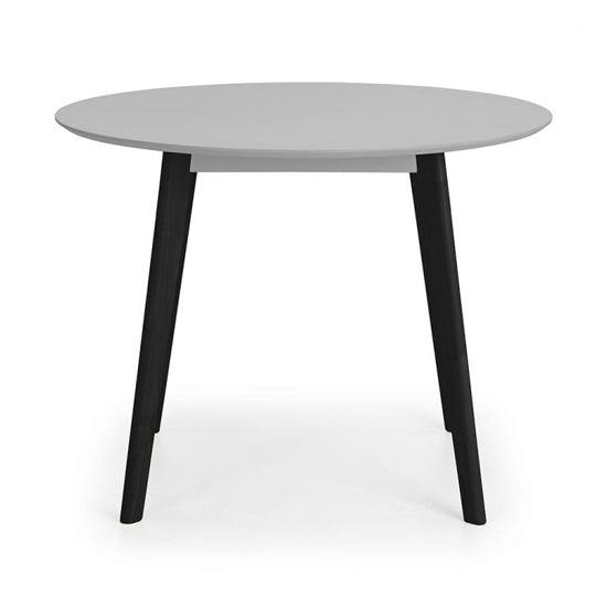 Casa Round Wooden Dining Table In Grey With Black Legs