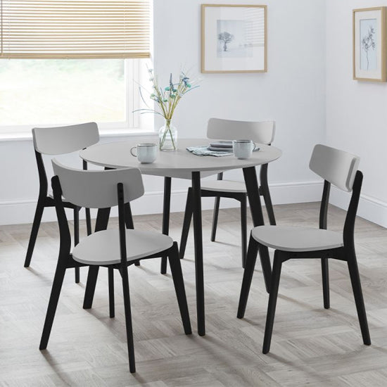 Casa Round Wooden Dining Table In Grey With Black Legs