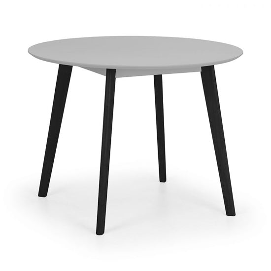 Casa Round Wooden Dining Table In Grey With Black Legs