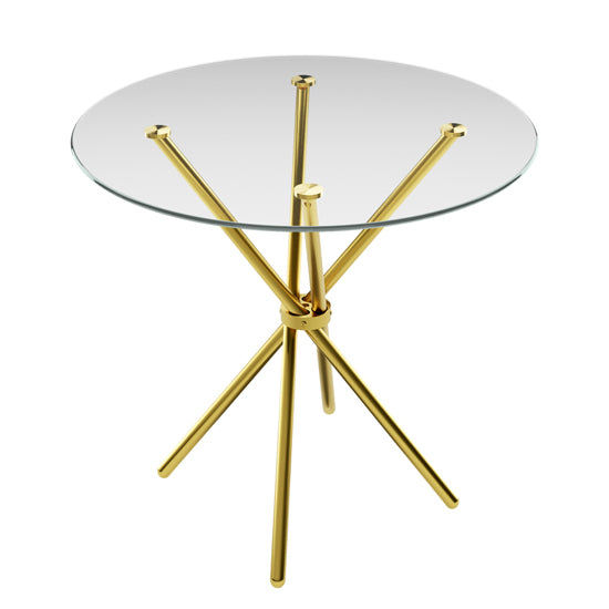 Casa Clear Top Glass Dining Table With Gold Metal Legs