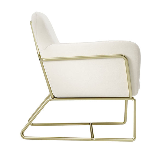 Charles Velvet Armchair In Cream With Brushed Gold Legs