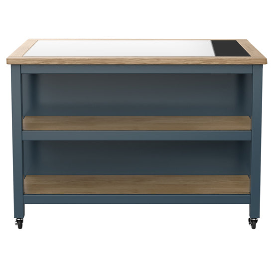 Kora Wooden Kitchen Island Open With Breakfast Bar In Blue